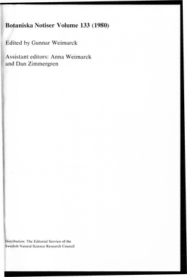 Botaniska Notiser Volume 133 (1980)