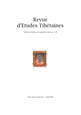 Revue D'etudes Tibetaines