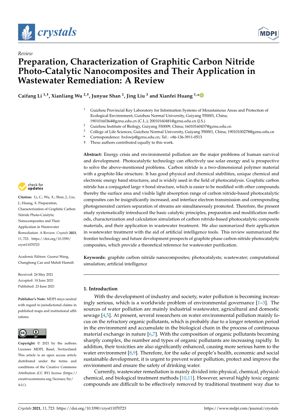 Preparation, Characterization of Graphitic Carbon Nitride Photo-Catalytic Nanocomposites and Their Application in Wastewater Remediation: a Review