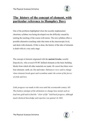 The History of the Concept of Element, with Particular Reference to Humphry Davy