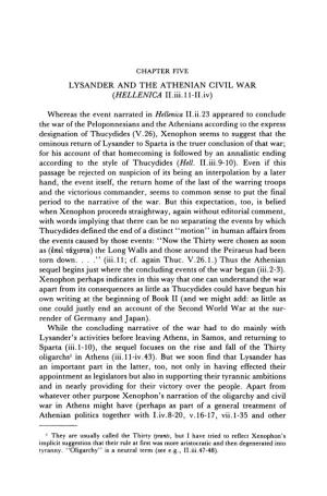 LYSANDER and the a THEN IAN CIVIL WAR (HELLEN/CA II.Iii.11-11.Iv)