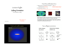 Lecture Eight: Galaxy Formation