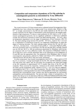Composition and Temperature Dependence of Fe-Mg Ordering In