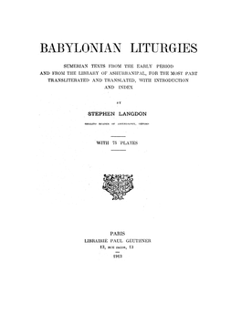 Babylonian Liturgies