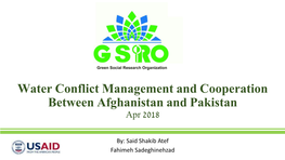 Water Conflict Management and Cooperation Between Afghanistan and Pakistan Jun 2017