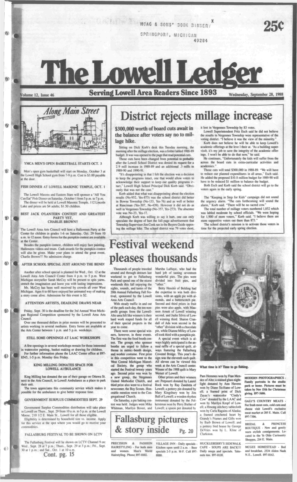 District Rejects Millage Increase Festival Weekend Pleases Thousands