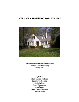 Atlanta Housing 1944 to 1965