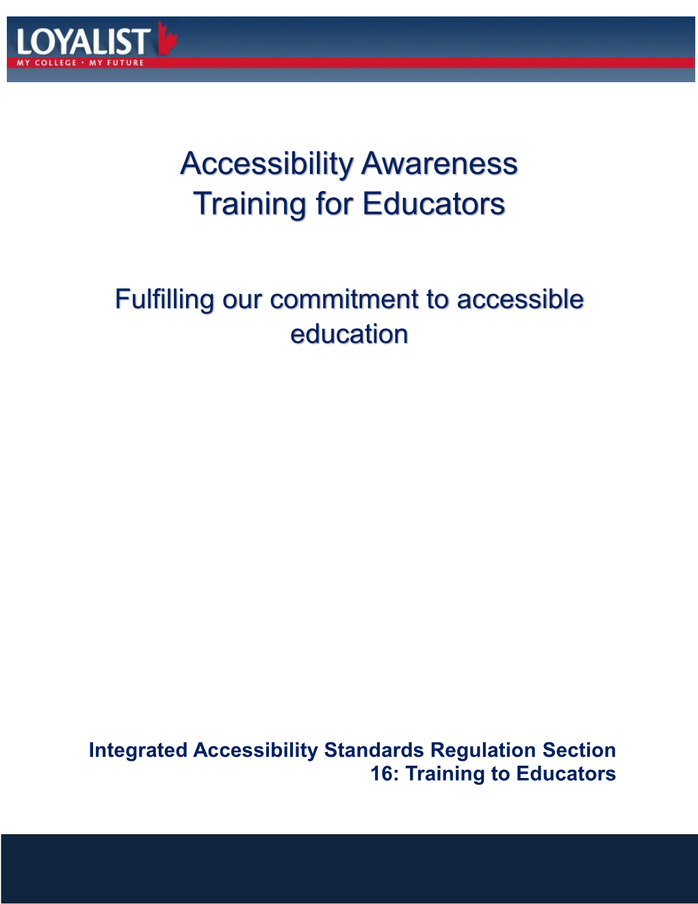 Accessibility Awareness Training for Educators