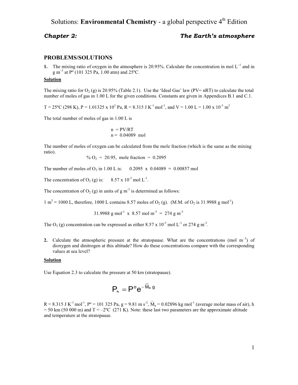 assignment on environmental chemistry