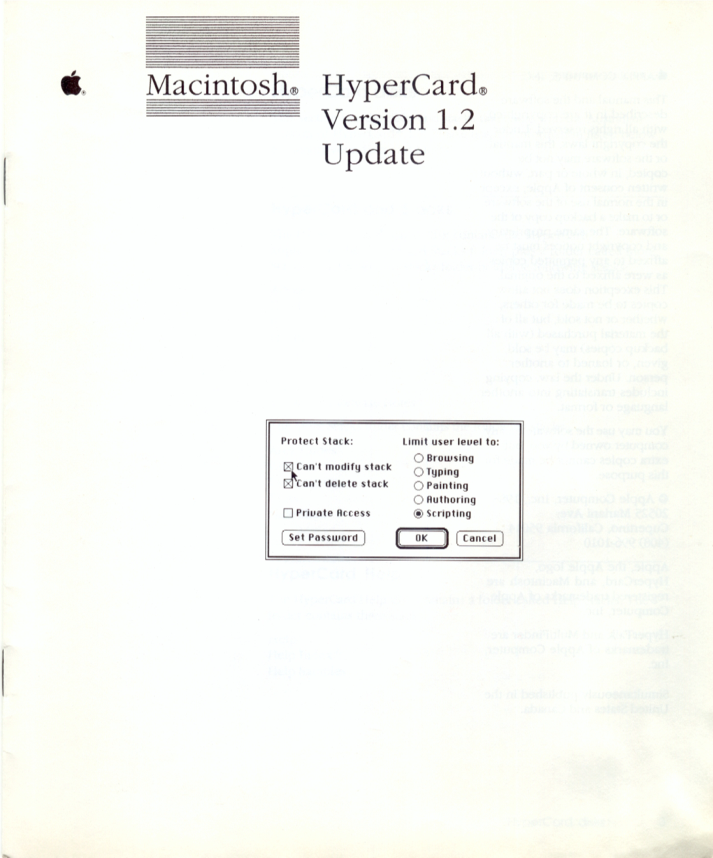 Macintosh Hypercard Version 1.2 Update for Australia (X031-0059