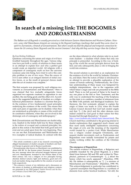 In Search of a Missing Link: the BOGOMILS and ZOROASTRIANISM