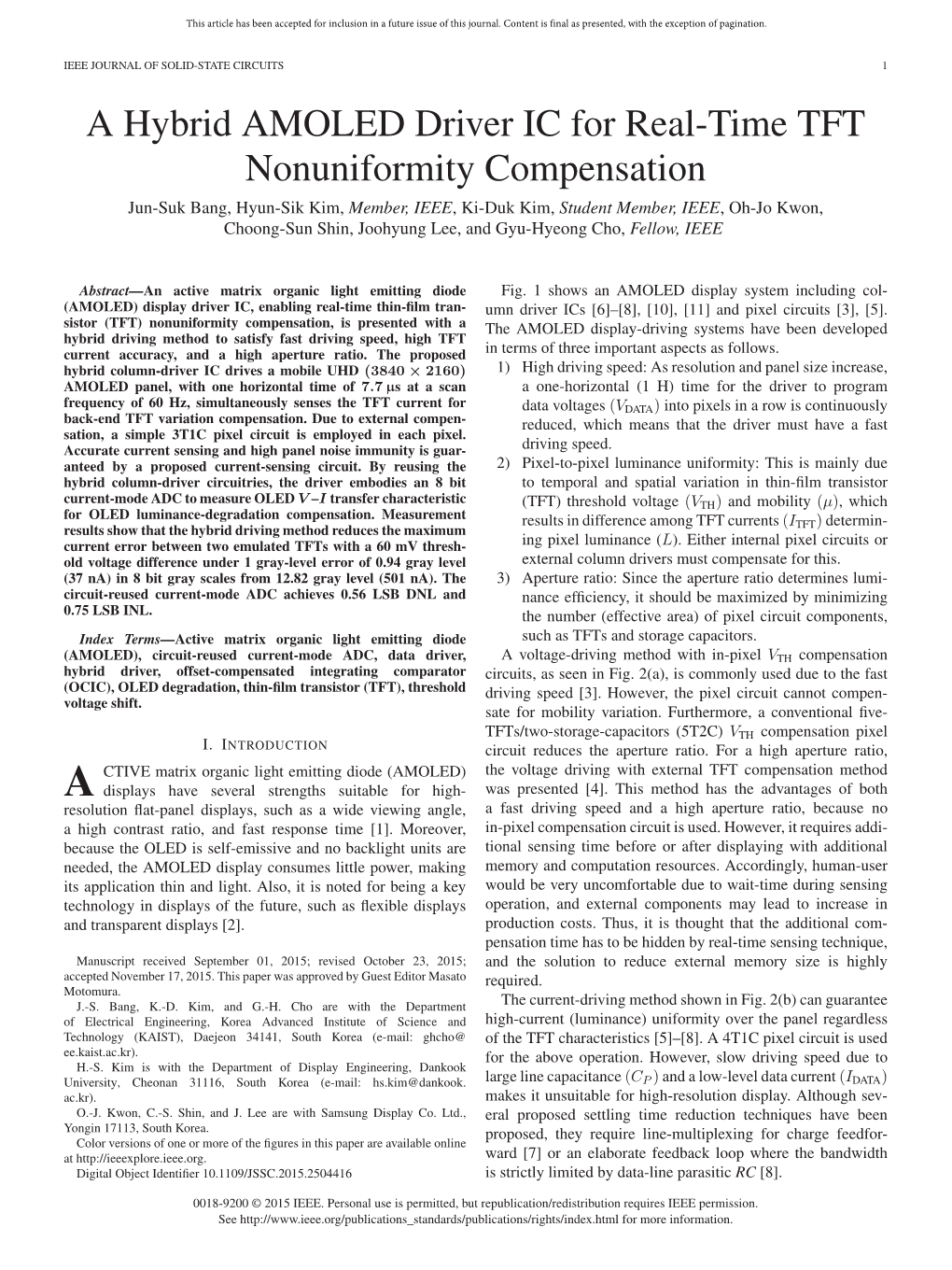 A Hybrid AMOLED Driver IC for Real-Time TFT Nonuniformity Compensation