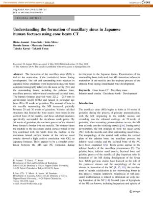 Understanding the Formation of Maxillary Sinus in Japanese Human Foetuses Using Cone Beam CT