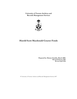 Harold Scott Macdonald Coxeter Fonds