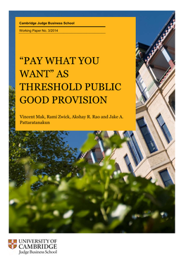 As Threshold Public Good Provision