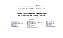 50-State Survey of Firm Licensure Requirements for Architectural and Engineering Firms 1St Edition – Published January 2015