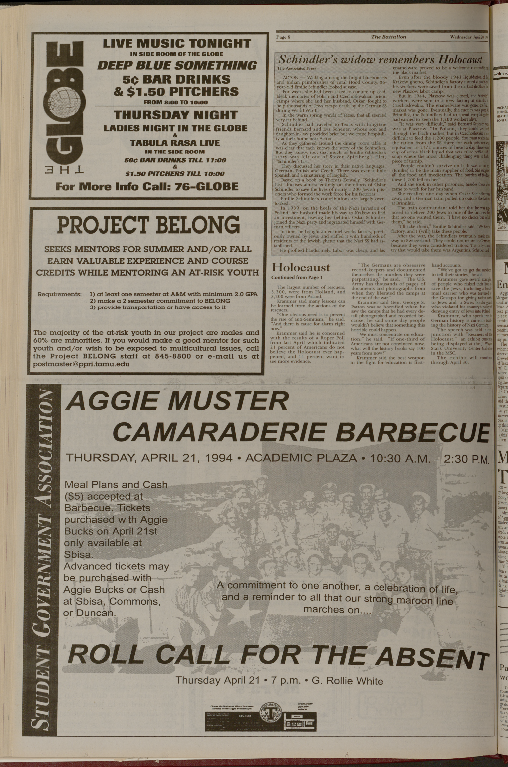 M AGGIE MUSTER CAMARADERIE BARBECUE ROLL CALL FOR