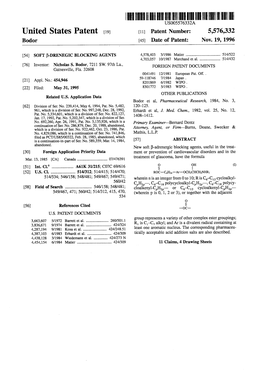 United States Patent [19] [11] Patent Number: 5,576,332 Bodor [45] Date of Patent: Nov