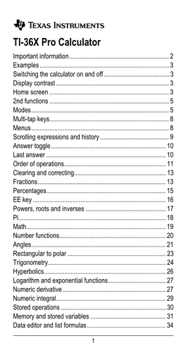 TI-36X Pro Calculator Important Information