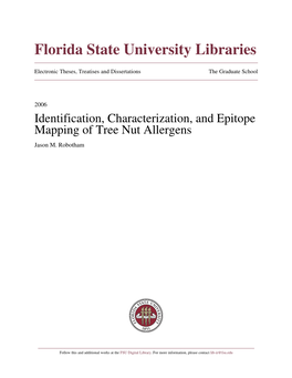 Identification, Characterization, and Epitope Mapping of Tree Nut Allergens Jason M