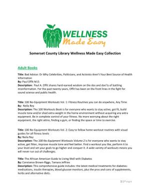 Somerset County Library Wellness Made Easy Collection Adult Books