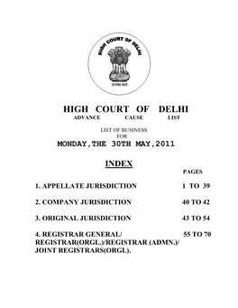 High Court of Delhi Advance Cause List