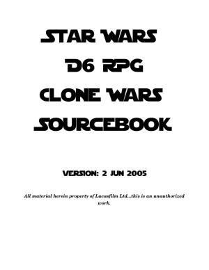 Star Wars D6 RPG Clone Wars Sourcebook
