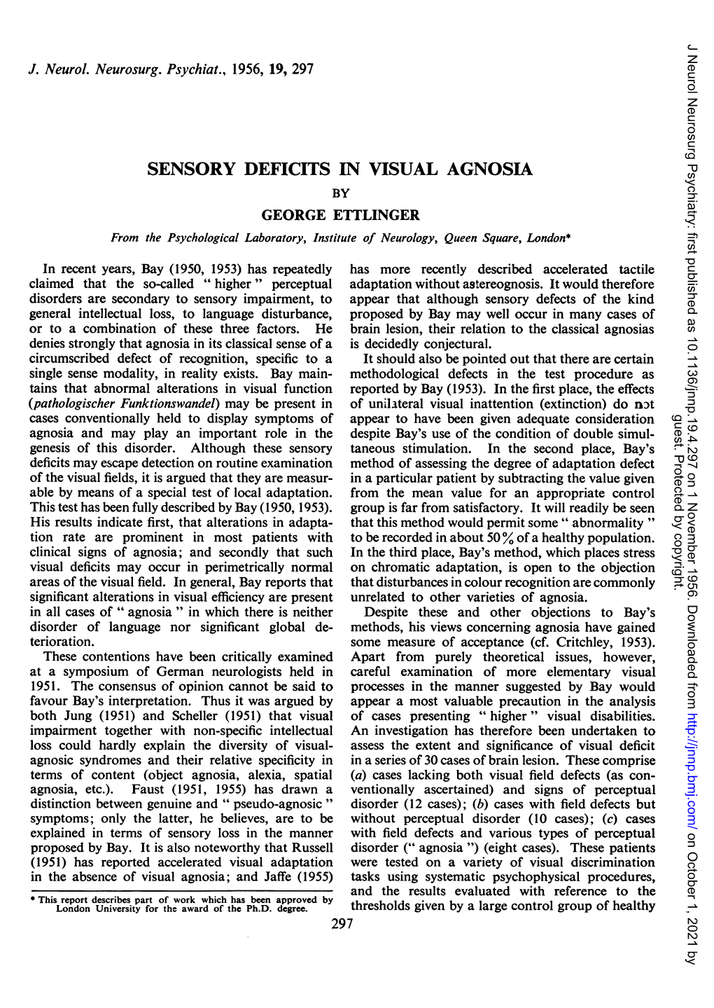Sensory Deficits in Visual Agnosia