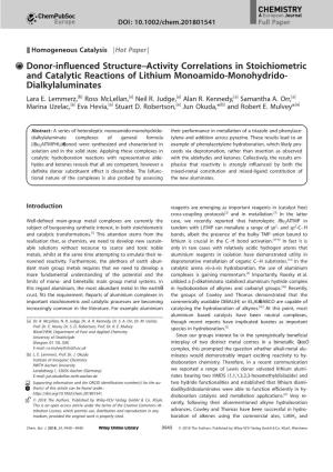 Homogeneous Catalysis · 6602 –6605;D)R.E.Mulvey,F.Mongin, M