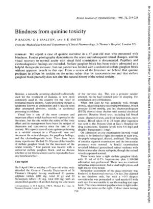 Blindness from Quinine Toxicity