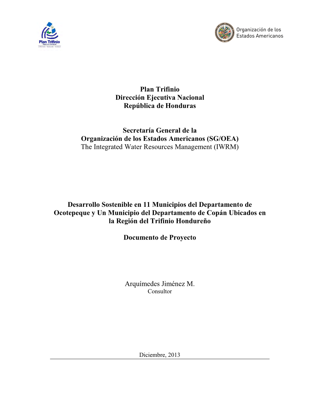 Plan Trifinio Dirección Ejecutiva Nacional República De Honduras