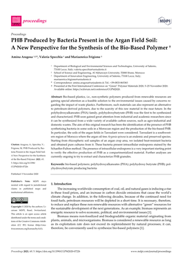 PHB Produced by Bacteria Present in the Argan Field Soil: a New Perspective for the Synthesis of the Bio-Based Polymer †