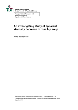 An Investigating Study of Apparent Viscosity Decrease in Rose Hip Soup