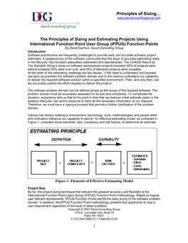 The Principles of Sizing and Estimating Projects Using