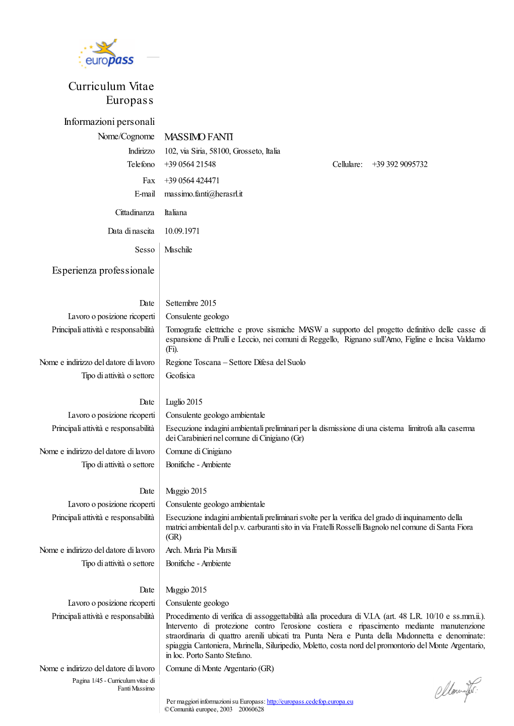 Curriculum Vitae Europass