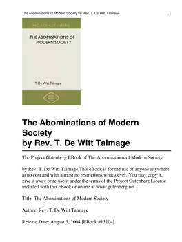 The Abominations of Modern Society by Rev