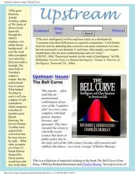 Upstream: Upstream: Issues: the Bell Curve