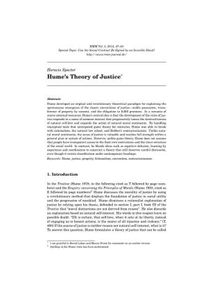 Hume's Theory of Justice*