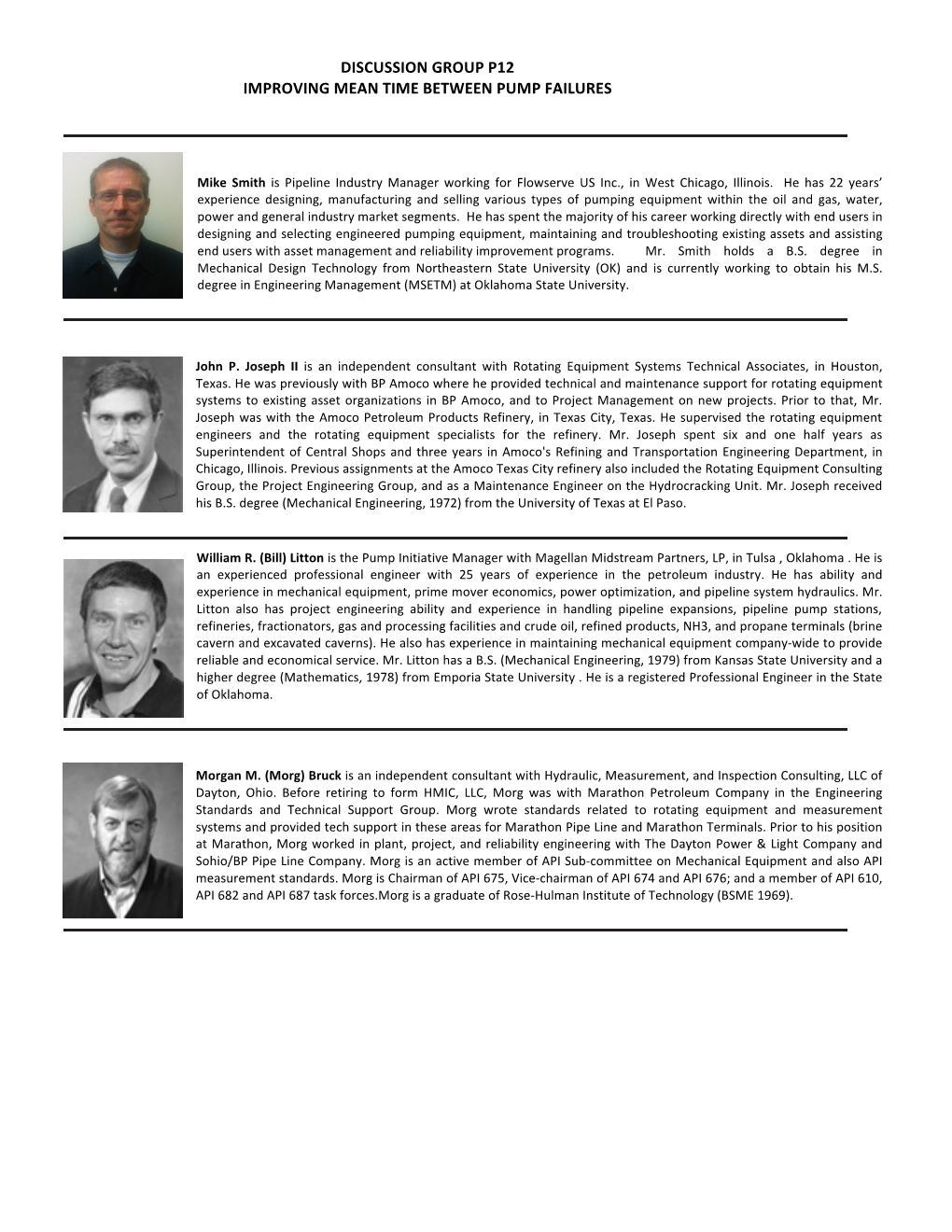 Discussion Group P12 Improving Mean Time Between Pump Failures