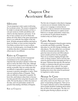 Chapter One Accelerant Rules