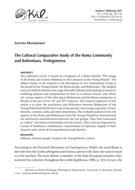 The Cultural Comparative Study of the Roma Community and Bohemians