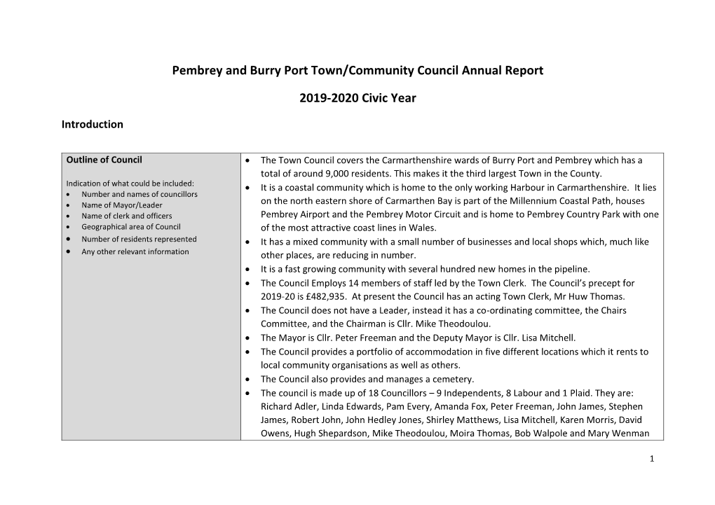 Pembrey and Burry Port Town/Community Council Annual Report