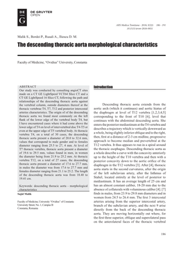 The Descending Thoracic Aorta Morphological Characteristics