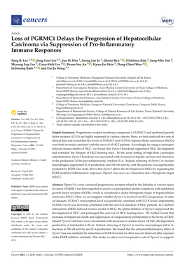 Loss of PGRMC1 Delays the Progression of Hepatocellular Carcinoma Via Suppression of Pro-Inﬂammatory Immune Responses