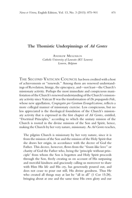The Thomistic Underpinnings of Ad Gentes