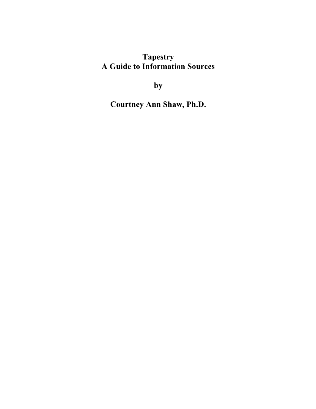 Tapestry-Bibliography-Shaw.Pdf