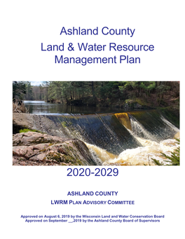 Ashland County Land & Water Resource Management Plan 2020-2029