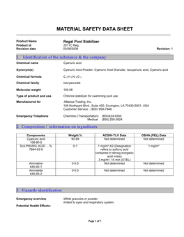 Material Safety Data Sheet ______
