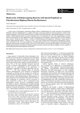 Minireview Biodiversity of Dehalorespiring Bacteria With