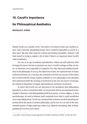 16. Cavell's Importance for Philosophical Aesthetics